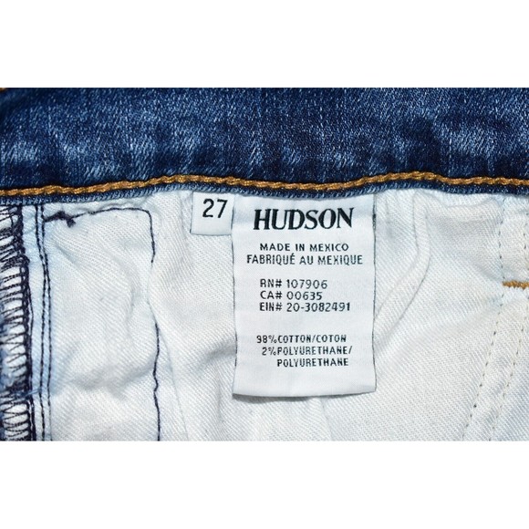 Hudson Barbara High Rise Super Skinny Ankle Jeans Size 27 Fray Raw Hem Cropped - Picture 13 of 14